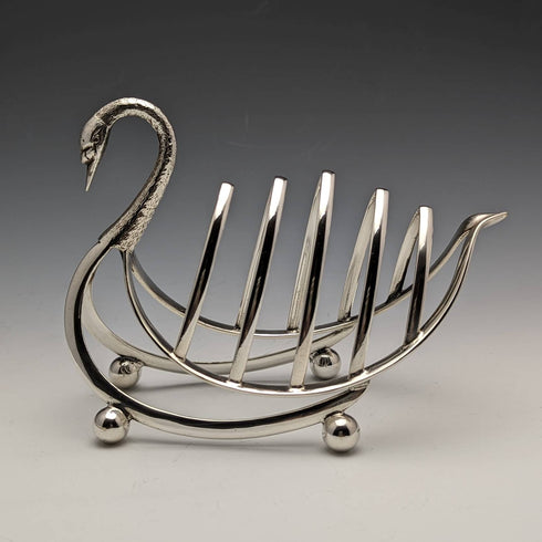British Vintage Silver Plated Swan Toast Rack